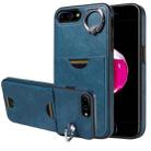 For  iPhone  8 Plus / 7 Plus Calf Texture Card Slot Ring Holder Phone Case(Blue) - 1