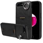 For  iPhone  8 Plus / 7 Plus Calf Texture Card Slot Ring Holder Phone Case(Black) - 1