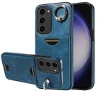 For Samsung Galaxy S23 5G Calf Texture Card Slot Ring Holder Phone Case(Blue) - 1