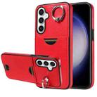 For Samsung Galaxy S23 FE 5G Calf Texture Card Slot Ring Holder Phone Case(Red) - 1