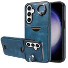 For Samsung Galaxy S23 FE 5G Calf Texture Card Slot Ring Holder Phone Case(Blue) - 1