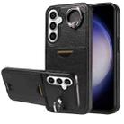 For Samsung Galaxy S23 FE 5G Calf Texture Card Slot Ring Holder Phone Case(Black) - 1