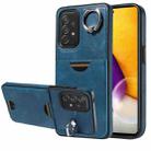 For Samsung Galaxy A72 Calf Texture Card Slot Ring Holder Phone Case(Blue) - 1