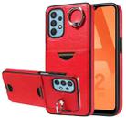 For Samsung Galaxy A32 5G Calf Texture Card Slot Ring Holder Phone Case(Red) - 1