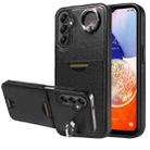For Samsung Galaxy A14 4G / 5G Calf Texture Card Slot Ring Holder Phone Case(Black) - 1
