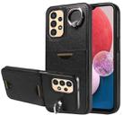 For Samsung Galaxy A13 4G Calf Texture Card Slot Ring Holder Phone Case(Black) - 1