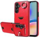 For Samsung Galaxy A05s Calf Texture Card Slot Ring Holder Phone Case(Red) - 1