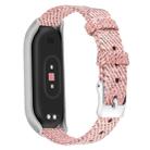 For Xiaomi Mi Band 4 / 3 XM Matte Silver Frame + Canvas Watch Band, Size:S(Pink) - 1