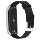 For Xiaomi Mi Band 4 / 3 XM Matte Silver Frame + Canvas Watch Band, Size:S(Black) - 1