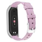For Xiaomi Mi Band 4 / 3 XM Matte Silver Frame + Canvas Watch Band, Size:S(Light Purple) - 1