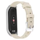 For Xiaomi Mi Band 4 / 3 XM Matte Silver Frame + Canvas Watch Band, Size:S(Apricot) - 1