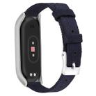 For Xiaomi Mi Band 4 / 3 XM Matte Silver Frame + Canvas Watch Band, Size:L(Dark Blue) - 1