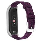 For Xiaomi Mi Band 4 / 3 XM Matte Silver Frame + Canvas Watch Band, Size:L(Deep Purple) - 1