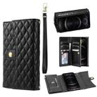 For iPhone 12 / 12 Pro Zipper Multi-Card Wallet Rhombic Leather Phone Case(Black) - 1