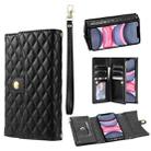 For iPhone 11 Zipper Multi-Card Wallet Rhombic Leather Phone Case(Black) - 1