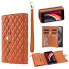 For iPhone 7 / 8 / SE 2022 Zipper Multi-Card Wallet Rhombic Leather Phone Case(Brown) - 1