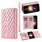 For Xiaomi Redmi Note 12 5G Zipper Multi-Card Wallet Rhombic Leather Phone Case(Rose Gold) - 1
