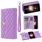 For Xiaomi Redmi Note 12 Pro 5G Zipper Multi-Card Wallet Rhombic Leather Phone Case(Purple) - 1