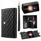 For Xiaomi Redmi 12 5G / 4G Zipper Multi-Card Wallet Rhombic Leather Phone Case(Black) - 1