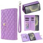 For Samsung Galaxy S24+ 5G Zipper Multi-Card Wallet Rhombic Leather Phone Case(Purple) - 1