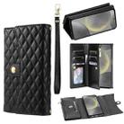 For Samsung Galaxy S24 5G Zipper Multi-Card Wallet Rhombic Leather Phone Case(Black) - 1