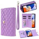 For Samsung Galaxy A34 5G Zipper Multi-Card Wallet Rhombic Leather Phone Case(Purple) - 1