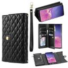 For Samsung Galaxy S10e Zipper Multi-Card Wallet Rhombic Leather Phone Case(Black) - 1