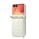 For Samsung Galaxy Z Flip7 5G Rhombic Folding Leather Phone Case with Long Lanyard(White) - 3