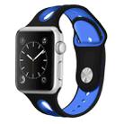For Apple Watch Series 8&7 41mm / SE 2&6&SE&5&4 40mm / 3&2&1 38mm Two-tone Silicone Open Watch Band(Black+Blue) - 1