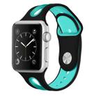 For Apple Watch Series 7 41mm / 6 & SE & 5 & 4 40mm / 3 & 2 & 1 38mm Two-tone Silicone Open Watch Band(Black+Teal Green) - 1