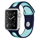 For Apple Watch Series 7 41mm / 6 & SE & 5 & 4 40mm / 3 & 2 & 1 38mm Two-tone Silicone Open Watch Band(Navy Blue+Teal Green) - 1