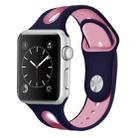 For Apple Watch Ultra 49mm / Series 8&7 45mm / SE 2&6&SE&5&4 44mm / 3&2&1 42mm Two-tone Silicone Open Watch Band(Blue+Rose Red) - 1