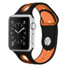 For Apple Watch Ultra 49mm / Series 8&7 45mm / SE 2&6&SE&5&4 44mm / 3&2&1 42mm Two-tone Silicone Open Watch Band(Black+Orange) - 1