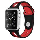 For Apple Watch Ultra 49mm / Series 8&7 45mm / SE 2&6&SE&5&4 44mm / 3&2&1 42mm Two-tone Silicone Open Watch Band(Black+Red) - 1