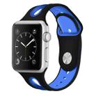 For Apple Watch Ultra 49mm / Series 8&7 45mm / SE 2&6&SE&5&4 44mm / 3&2&1 42mm Two-tone Silicone Open Watch Band(Black+Blue) - 1