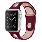 For Apple Watch Ultra 49mm / Series 8&7 45mm / SE 2&6&SE&5&4 44mm / 3&2&1 42mm Two-tone Silicone Open Watch Band(Red+Light Pink) - 1