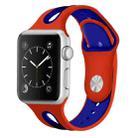 For Apple Watch Ultra 49mm / Series 8&7 45mm / SE 2&6&SE&5&4 44mm / 3&2&1 42mm Two-tone Silicone Open Watch Band(Red Orange+Blue) - 1