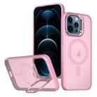 For iPhone 12 Pro Max Metal Invisible Camera Holder MagSafe Magnetic Phone Case(Pink) - 1