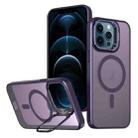 For iPhone 12 Pro Max Metal Invisible Camera Holder MagSafe Magnetic Phone Case(Purple) - 1