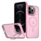 For iPhone 12 Pro Metal Invisible Camera Holder MagSafe Magnetic Phone Case(Pink) - 1