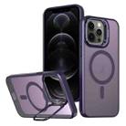 For iPhone 12 Pro Metal Invisible Camera Holder MagSafe Magnetic Phone Case(Purple) - 1