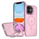 For iPhone 11 Metal Invisible Camera Holder MagSafe Magnetic Phone Case(Pink) - 1