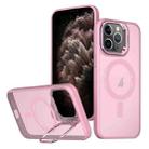 For iPhone 11 Pro Max Metal Invisible Camera Holder MagSafe Magnetic Phone Case(Pink) - 1