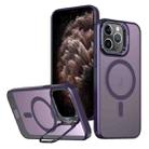 For iPhone 11 Pro Max Metal Invisible Camera Holder MagSafe Magnetic Phone Case(Purple) - 1