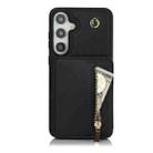 For Samsung Galaxy S24+ 5G YM006 Skin Feel Zipper Card Bag Phone Case with Dual Lanyard(Black) - 1