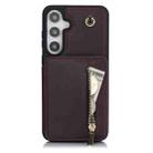 For Samsung Galaxy S24+ 5G YM006 Skin Feel Zipper Card Bag Phone Case with Dual Lanyard(Dark Purple) - 1