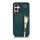 For Samsung Galaxy S24 5G YM006 Skin Feel Zipper Card Bag Phone Case with Dual Lanyard(Green) - 1