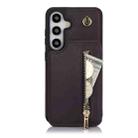 For Samsung Galaxy S24 5G YM006 Skin Feel Zipper Card Bag Phone Case with Dual Lanyard(Dark Purple) - 1