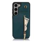For Samsung Galaxy S23 5G YM006 Skin Feel Zipper Card Bag Phone Case with Dual Lanyard(Green) - 1