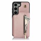 For Samsung Galaxy S23 5G YM006 Skin Feel Zipper Card Bag Phone Case with Dual Lanyard(Rose Gold) - 1